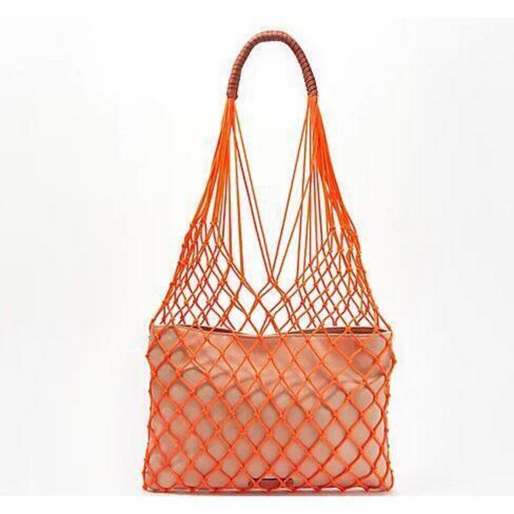 Vince Camuto Rope and Canvas Tote Bag  Zest Fiery Coral